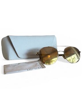 Michael Kors MK1021 Lon Gold Metal Sunglasses Brown Gold Mirror 53-18 w +Case